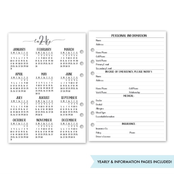 Fits Filofax Agenda 2022 Calendar Insert Refill-all sizes available. - Picture 7 of 10